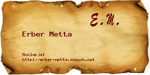 Erber Metta névjegykártya